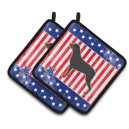 Carolines Treasures USA Patriotic Rottweiler Pair of Pot Holders BB3366PTHD